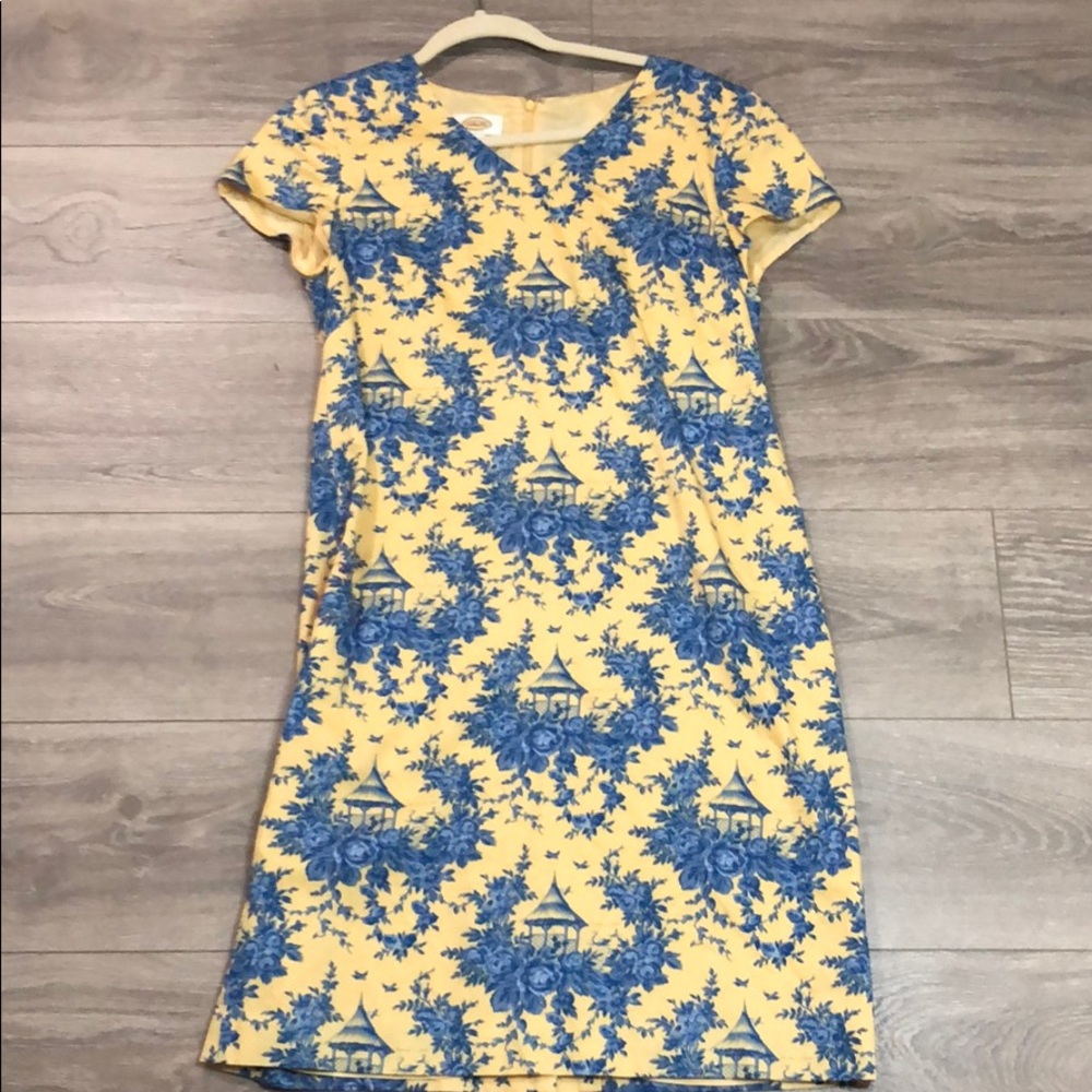 Talbots Yellow w/ Blue Floral Dress